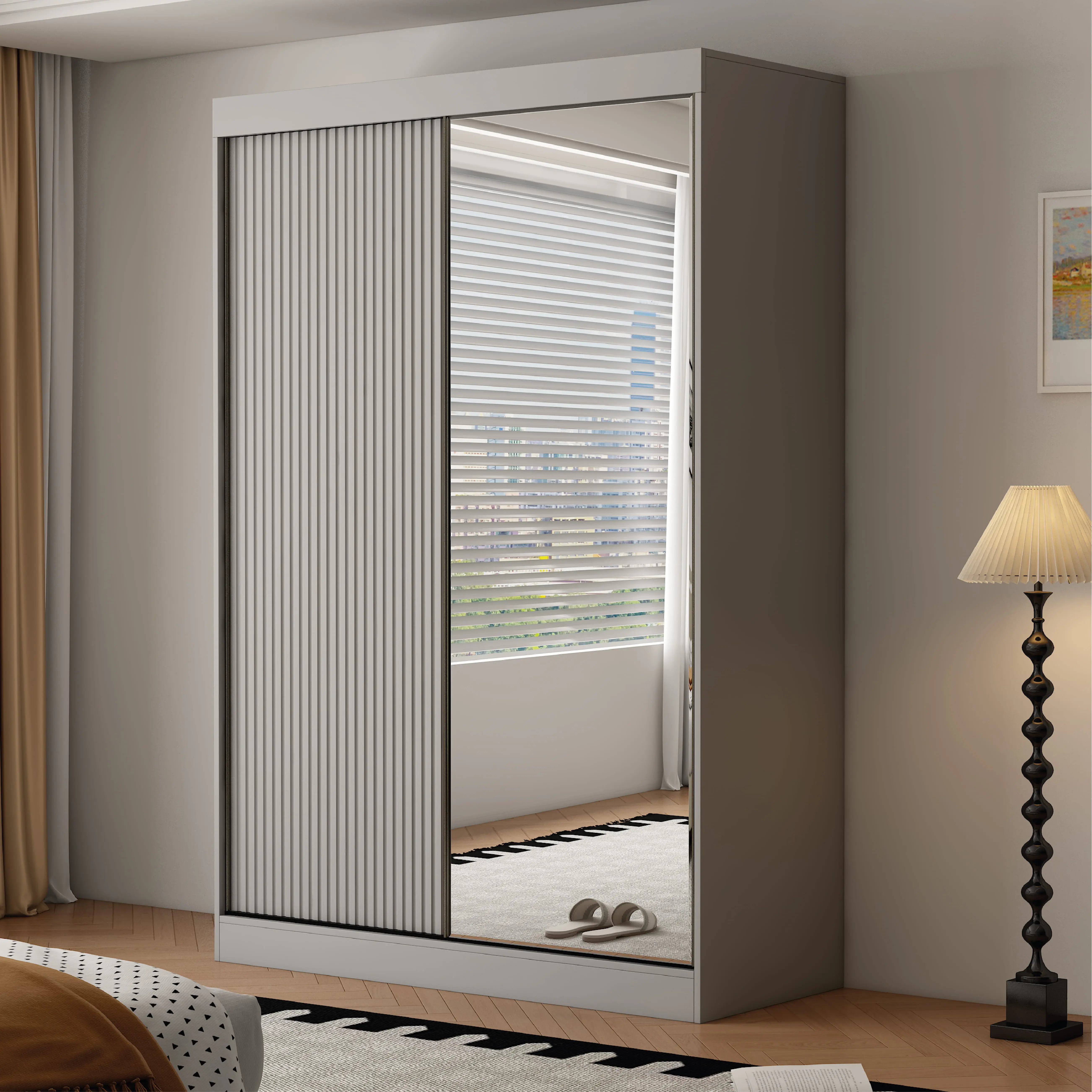 Berlin 2 Door 150CM Grey  sliding wardrobe